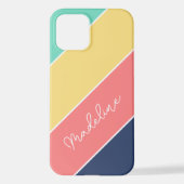 Custom Yellow Cork Dark Blue Aqua Green Streifen iPhone Hülle (Rückseite)