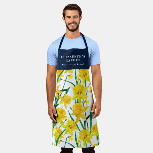 Custom Yellow Daffodil Muster Schürze (Getragen)