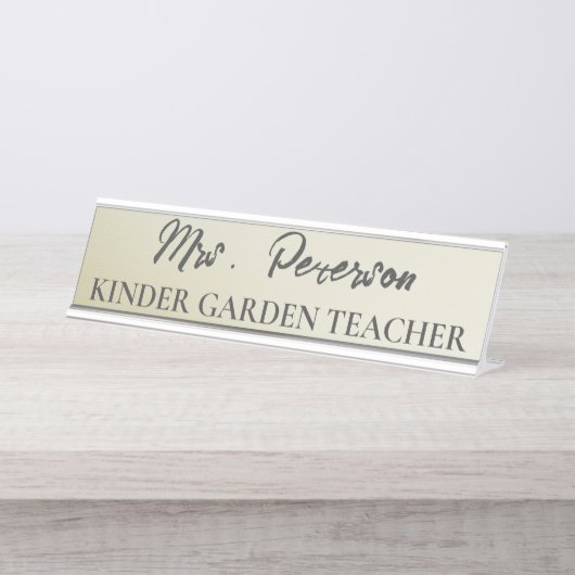 Custom Yellow Gradient Teacher Schreibtischnamensplakette (Vorderseite )