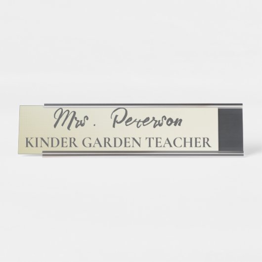 Custom Yellow Gradient Teacher Schreibtischnamensplakette (Vorderseite )