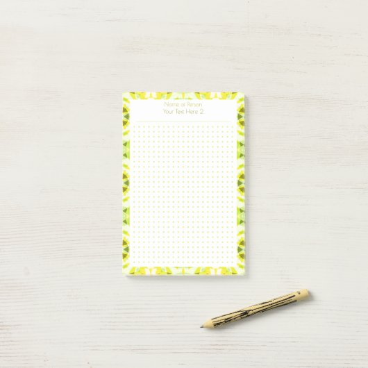 Custom Yellow Green Dot Grid Student Geschenkplane Post-it Klebezettel (Auf Schreibtisch)