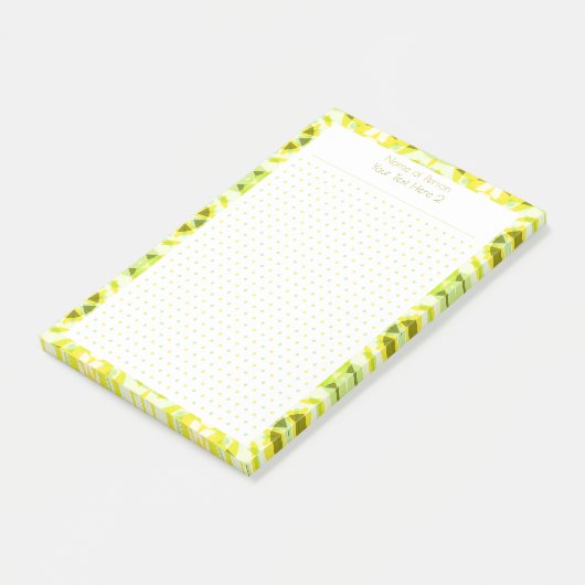 Custom Yellow Green Dot Grid Student Geschenkplane Post-it Klebezettel (angewinkelt)