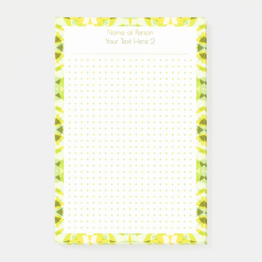 Custom Yellow Green Dot Grid Student Geschenkplane Post-it Klebezettel (Vorderseite)