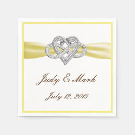 Custom Yellow Infinity Heart Paper Napkins Serviette