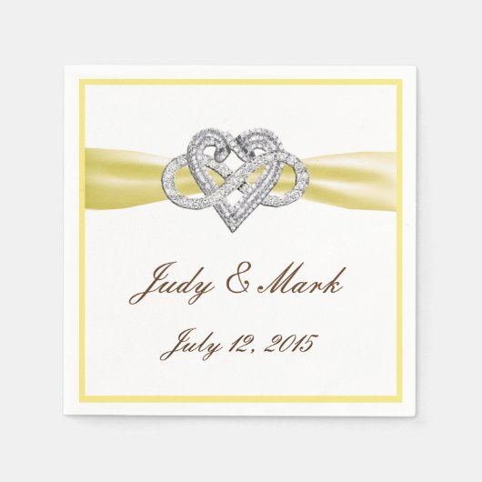 Custom Yellow Infinity Heart Paper Napkins Serviette (Vorderseite)