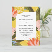 Custom Yellow Lemon Blüte Extravagante Hochzeit Einladung (Stehend Vorderseite)