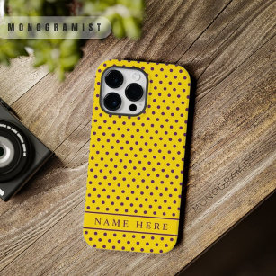 Custom Yellow Lila Polka Dot Design Case-Mate iPhone 14 Pro Max Hülle