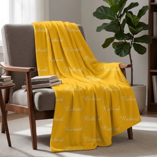 Custom Yellow Name Blanket – Sun Yellow Cozy Throw Fleecedecke