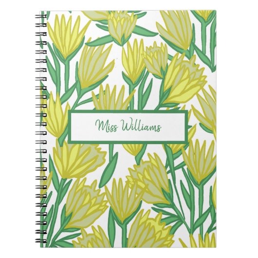 Custom Yellow Original Art Floral Design Notebook Notizblock (Vorderseite)