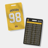 Custom Yellow Player Team Roster Card Sport Abzeic Ausweis (Front & Back)