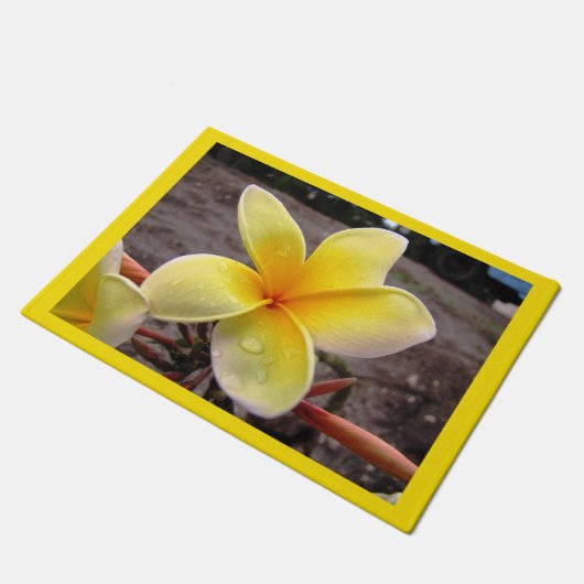 Custom Yellow Plumeria - Frangipani Door Mat Fußmatte (Schrägansicht)