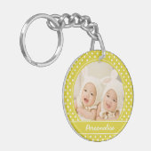 Custom Yellow Polka Dot Foto Personalisiert Schlüsselanhänger (Vorderseite links)