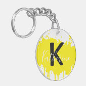 Custom Yellow Splash Initial Acrylic Keychain Schlüsselanhänger (Vorderseite links)