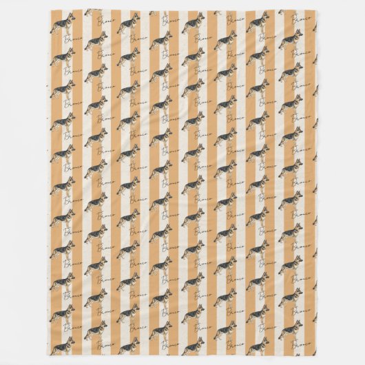 Custom Yellow Stripe German Shepherd Pet Name Fleecedecke (Vorderseite)