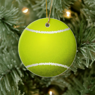 Custom Yellow Tennis Ball Keramik Ornament