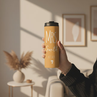 Custom Yellow Wedding Tumbler for Hubby & Wifey Thermosbecher