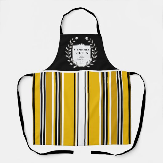 Custom Yellow White Black Stripes Küche Schürze (Vorderseite)