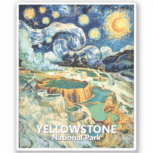 Custom Yellowstone Mammoth Hot Springs Van Gogh Aufkleber (Vorderseite)