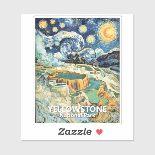Custom Yellowstone Mammoth Hot Springs Van Gogh Aufkleber (Blatt)