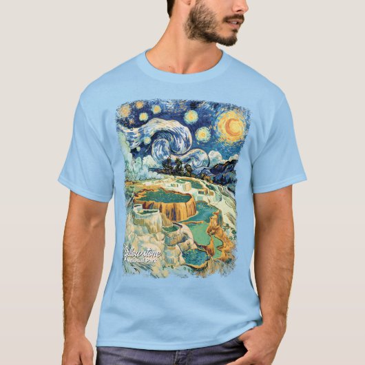 Custom Yellowstone Mammoth Hot Springs Van Gogh T-Shirt (Vorderseite)
