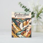 Custom Yellowstone Nationalpark Lower Falls Retro Postkarte (Stehend Vorderseite)