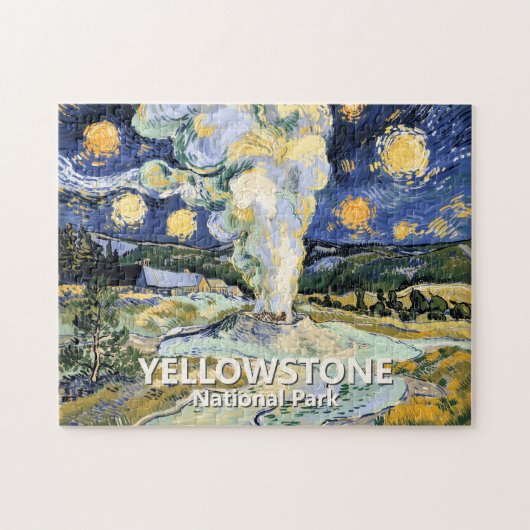 Custom Yellowstone Old Faithful Geyser Art Vintage Puzzle (Horizontal)
