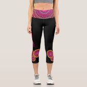 Custom Yoga Hose schwarz orange rosa mandala (Vorderseite)