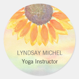 Custom Yoga Instructor Sunflower Runder Aufkleber