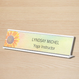 Custom Yoga Instructor Sunflower Schreibtischnamensplakette