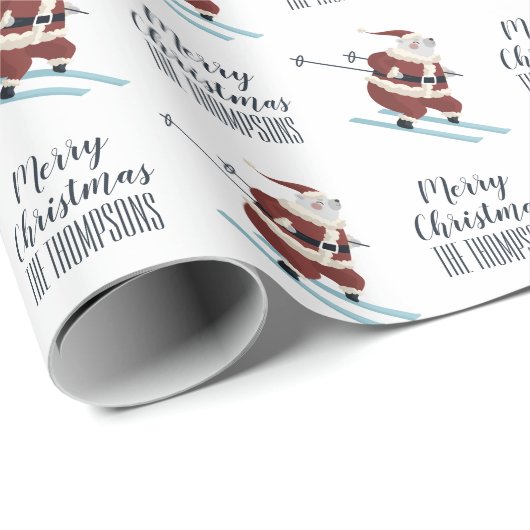 Custom Yogi the Polar Bear Ski Santa Claus Geschenkpapier (Rolleneckpunkt)