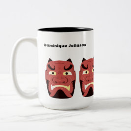 Custom Yokai Oni (japanischer Dämon) Tasse, 15 oz Zweifarbige Tasse