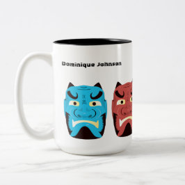 Custom Yokai Oni (japanischer Dämon) Tasse, 15 oz Zweifarbige Tasse
