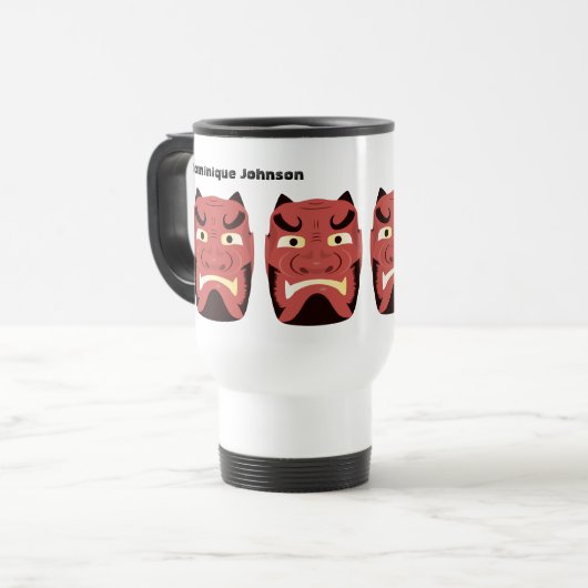 Custom Yokai Oni (japanischer Dämon) Travel Mug Reisebecher (Vorderseite Links)