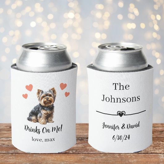 Custom Yorkie Pet Wedding Can Cooler Dosenkühler
