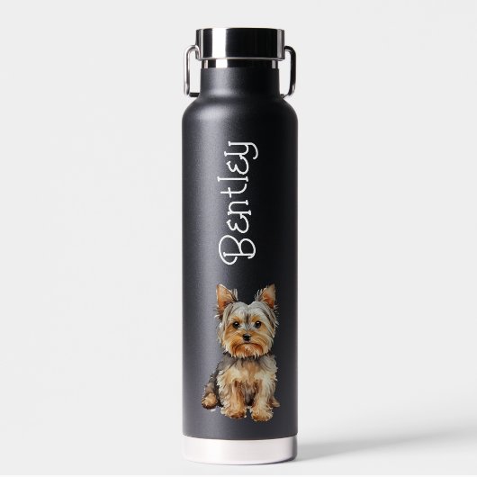Custom Yorkshire Terrier mit Dog's Name Yorkie Trinkflasche (Vorne)