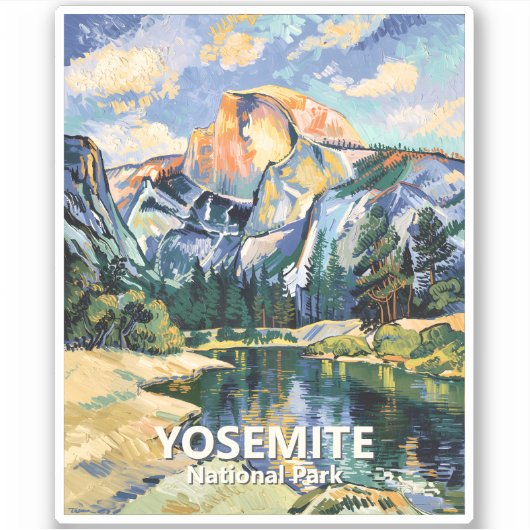 Custom Yosemite National Park Half Dome Colorful Aufkleber (Vorderseite)