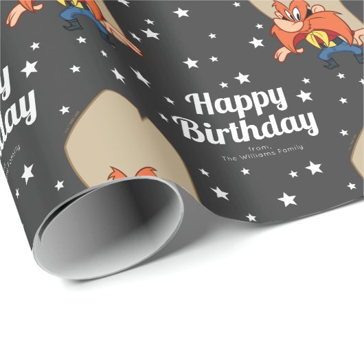 Custom Yosemite Sam Happy Birthday Geschenkpapier (Rolleneckpunkt)