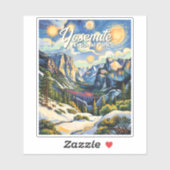 Custom Yosemite Tunnel View Winter Van Gogh Style Aufkleber (Blatt)