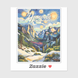 Custom Yosemite Tunnel View Winter Van Gogh Style Aufkleber