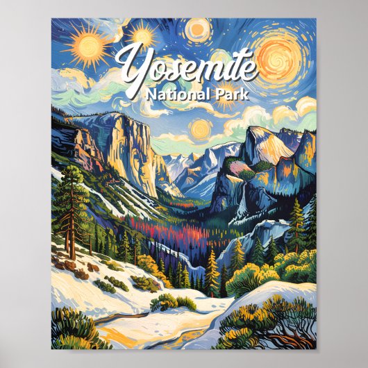 Custom Yosemite Tunnel View Winter Van Gogh Style Poster (Vorne)