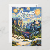 Custom Yosemite Tunnel View Winter Van Gogh Style Postkarte (Vorne/Hinten)