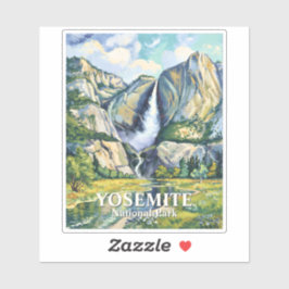 Custom Yosemite Vintage Bridalveil Fall Colorful Aufkleber