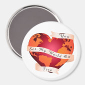 Custom YOU SET my WORLD on FIRE Red Earth Ribbon Magnet (Vorderseite/Rückseite)