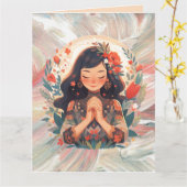 Custom Young Girl Gebet Blumenorange Gruß Karte (Gelbe Blume)