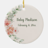 Custom Your Baby's Foot Prints Bloral Tribute Keramik Ornament (Hinten)
