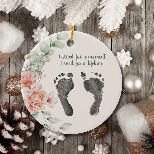 Custom Your Baby's Foot Prints Bloral Tribute Keramik Ornament