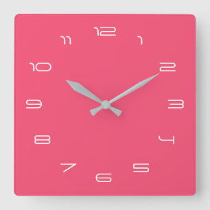 Custom Your Colors Numbers Font Personalized Pink Quadratische Wanduhr