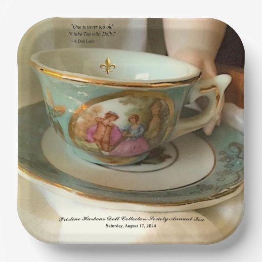 Custom [Your Event] French Teacup Paper Plate Pappteller (Vorderseite)