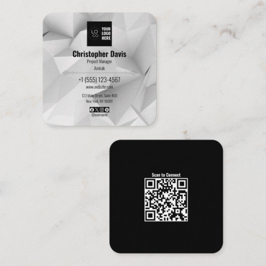 Custom Your Logo and QR Code Business Card Quadratische Visitenkarte (Vorne/Hinten)