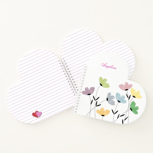 custom your name & initial with wildflowers notizblock (Innenseite)